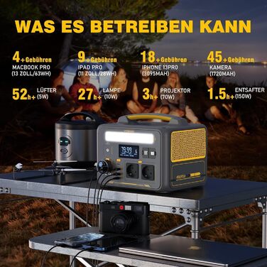 Портативна електростанція VTOMAN Jump 600X: 600W, 299Wh, LiFePO4, сонячний генератор, 1200W пікова потужність, розширювана ємність для кемпінгу, RV, надзвичайних ситуацій