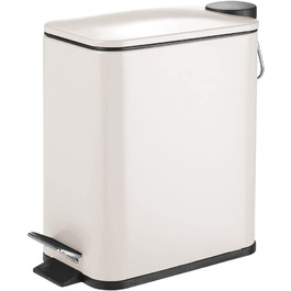 Прямокутна кошик для сміття MDESIGN-кошик для сміття об'ємом 5 л з нержавіючої сталі з педаллю, кришкою і пластиковою вставкою-елегантне косметичне відро або кошик для сміття для ванної, кухні та офісу- не зовсім білого кольору)