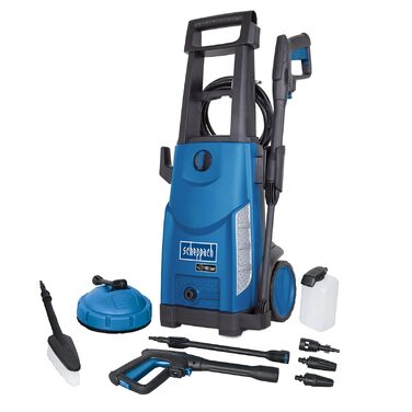 Мийка високого тиску Scheppach HCE2600 з набором аксесуарів 8 шт. 180 бар, 2400 Вт, 480 л/год, мобільний мийник з щіткою