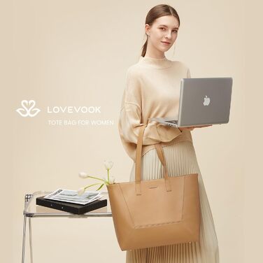 Сумка жіноча LOVEVOOK з натуральної шкіри, велика містка, на плече, тоут, для роботи та повсякденного використання, коричнева