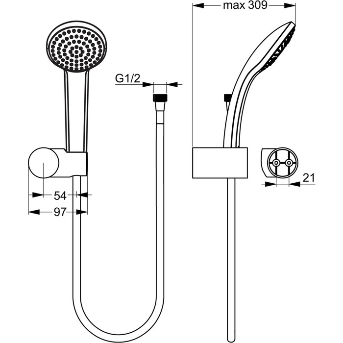 Набір для ручного душу Ideal Standard B9506AA Idealrain для накладного монтажу