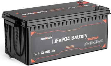 Акумулятор Sundegy LiFePO4 200Ah 12 В, 2560 Втгод, 3000 циклів, захист BMS, не потребує обслуговування, для автофургону, сонячної системи