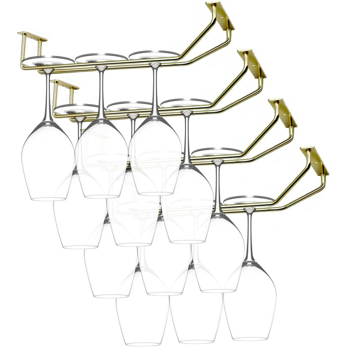 Набір тримачів для келихів RedDreamer (4 шт.), золото, для шафи, кухні, бару, 27.7 см, нержавіюча сталь
