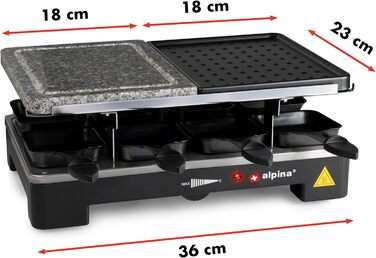 Гриль Alpina Raclette - зі сковорідками і лопатками - 1400 Вт - 8 персон, 8711252182247