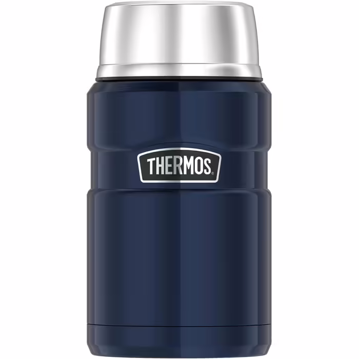 Термос для їжі Thermos Stainless King 710 мл, нержавіюча сталь, 14 годин гаряче / 24 години холодне, для супу, мюслі, рагу, герметичний, без ложки, синій, можна мити в посудомийній машині