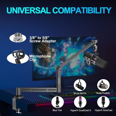 Стійка для мікрофона Low Profile з кріпленням до столу (7 см), адаптери 3/8