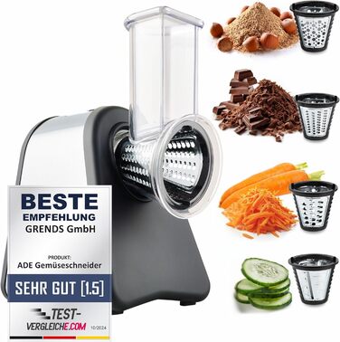 Електричний овочевий слайсер | Тертка для овочів та фруктів | Набір з 4 лезами | Модель для сиру | Потужність 200-500 Вт