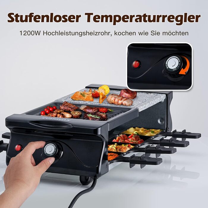 Раглеті гриль Cusimax для 8 осіб з регулюванням температури, антипригарне покриття, 1500W, CMRC-300