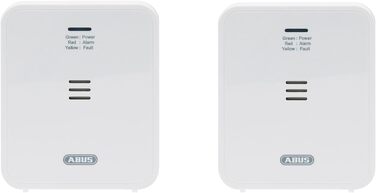 Детектор чадного газу ABUS COWM370 - датчик CO з 7-річним сенсором, гучний сигнал 85 дБ; кнопка тестування та 3 роки роботи від батареї - білий, 1 шт. (набір 2 шт., без дисплея)