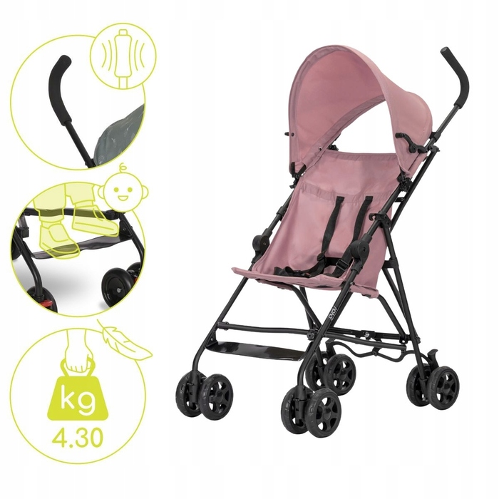 Дитячий візок-парасолька Lorelli VAYA, рожевий (вага 4,40 кг), складаний