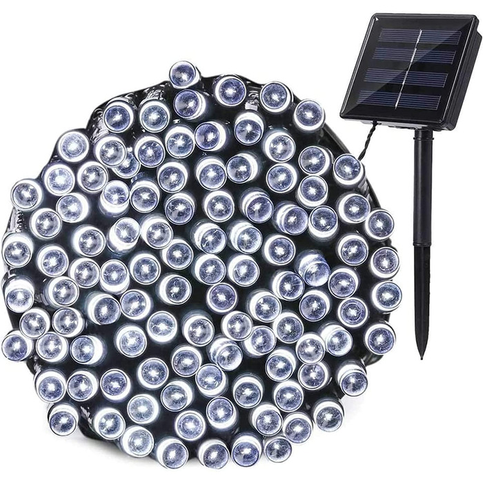 Вулична гірлянда на сонячній батареї Joomer, 22 м, 200 світлодіодних гірлянд IP65, водонепроникна Різдвяна гірлянда на відкритому повітрі, 8 режимів