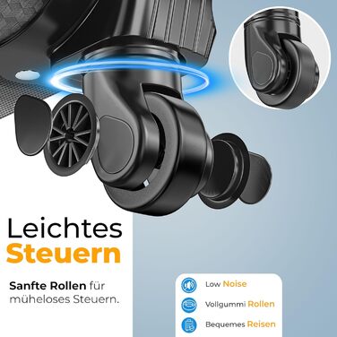 Набір валіз KESSER® 4 шт. | Чотири валізи з тканини з кодовим замком TSA, 360° колесами та телескопічною ручкою | Косметичка, ручна валіза та великі валізи для подорожей та бізнесу (Антрацит)