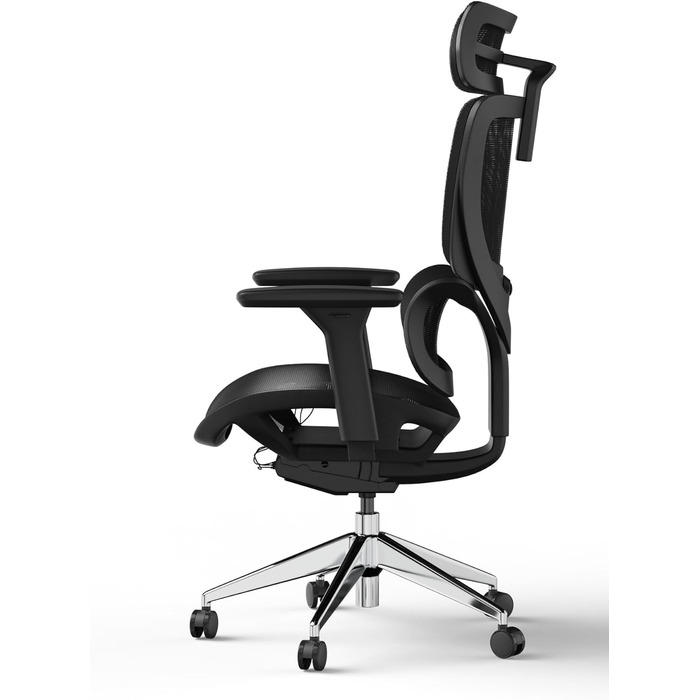 Ергономічне крісло для офісу та геймінгу Ergolutions Senta FX Mesh - чорний + алюміній, регульована 3D-підголовник, сітчаста тканина, для великих людей, 7 років гарантії, сертифікат BIFMA