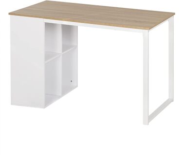 Письмовий стіл TSG26hei, 120x60x75см, меламін, сталевий каркас, 4 полиці, дерево, світлий дуб