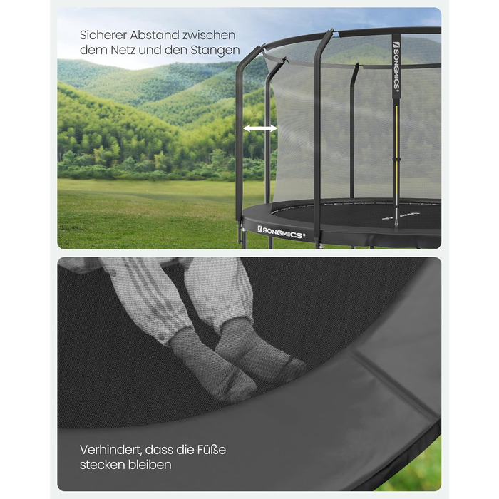 Батут SONGMICS для дітей вуличний Ø305 см з захисною сіткою та драбиною, чорний