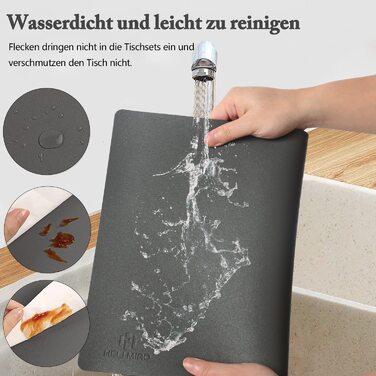 Набір з 6 підкладок під тарілки HELI MIAO, шкіряні, 43x30 см, чорний+сірий
