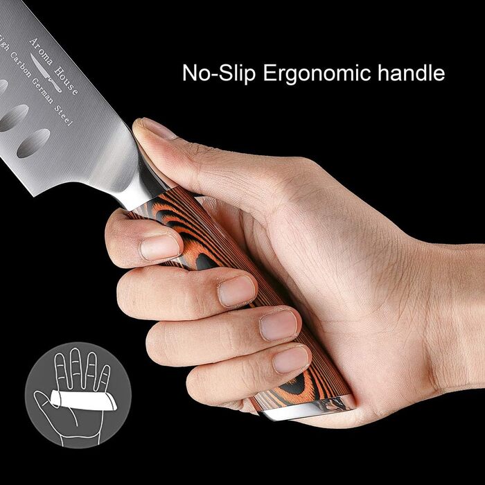 Професійний ніж для кухні Nakiri, 7 дюймів, ніж-сіка, з нержавіючої сталі з високим вмістом вуглецю, надзвичайно гострий, для кухні та ресторану (ніж Сантоку)