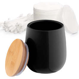 Косметичка KADAX, керамічна баночка для зберігання, тримач для ватних дисків, баночка для зберігання, універсальна баночка для ванної кімнати, ватні диски (чорна)