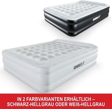 Надувне ліжко самонадувне – для 2 осіб – 203 x 152 x 46 см – з електричним насосом – надувне ліжко для гостей, надувається за 3-5 хвилин – вбудована подушка (Білий)