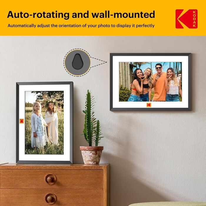 Цифровий фоторамка Kodak 10 дюймів з Wi-Fi, 32GB, IPS HD сенсорний екран, автоповорот, чорний