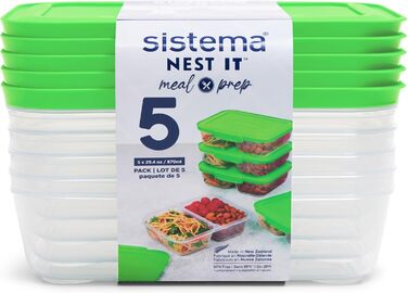 Набір контейнерів для їжі Nest IT Meal Prep | 5 шт, 1.9 л, 3 відділення, зелені