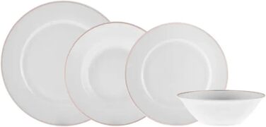 Набір посуду Karaca Rebeca Platinum, 24 предмети, преміум-класу зі срібним обідком, круглий (16 предметів, рожеве золото)