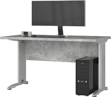 АКОРД Письмовий стіл Офісний стіл Комп'ютерний стіл з металевими ніжками Ширина 135 см Стіл для ноутбука для домашнього офісу Сучасний дизайн Край ABS Ламінована плита 32 см (Бетонний)