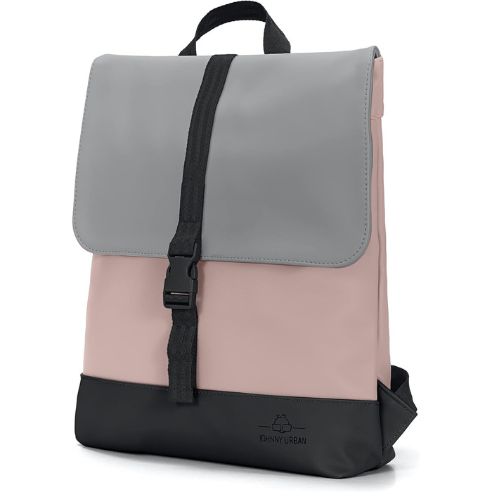 Рюкзак Johnny Urban Women Small - Ruby - Тонкий денний рюкзак для City Uni Business - Маленький рюкзак жіночий з відділенням для ноутбука - водовідштовхувальний рожевий/сірий