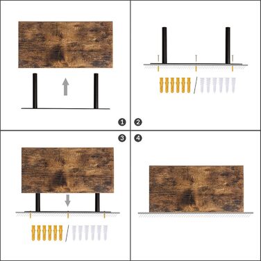 Полиця настінна HOOBRO 2 шт, плаваюча, 60x20x3.8 см, темно-коричнева. Настінні полиці для ванної, спальні, кухні, офісу, вітальні