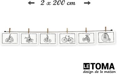 ЛеТОМА - мотузка для фотографій з 16 затискачами, включаючи запатентований тримач для мотузки, ідеально підходить для швидкого розвішування фотографій і листівок-мотузка для фотографій з високоякісної натуральної конопель-ручна робота в Німеччині (200 см 