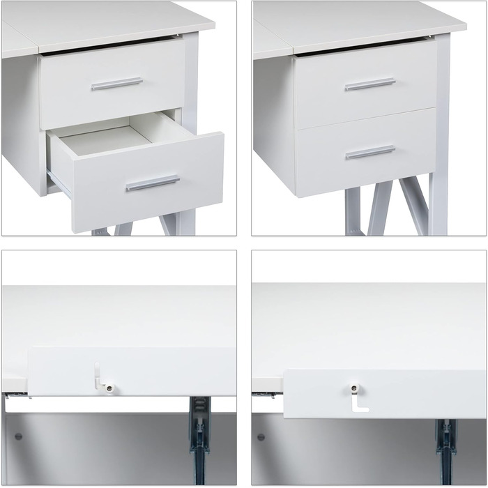 Стіл Relaxdays з можливістю нахилу, регульована робоча поверхня, стіл для ноутбука або креслярський стіл, HBT 75x110x55 см, білий