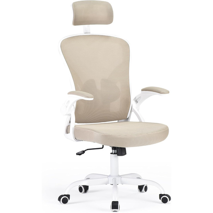 Ергономічне крісло Farini з підлокітниками для офісу та дому, з роликами та підголівником, кольору хакі