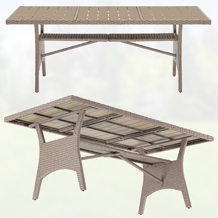Стіл садовий з поліротанга Takeo Cream 190x90x75см WPC