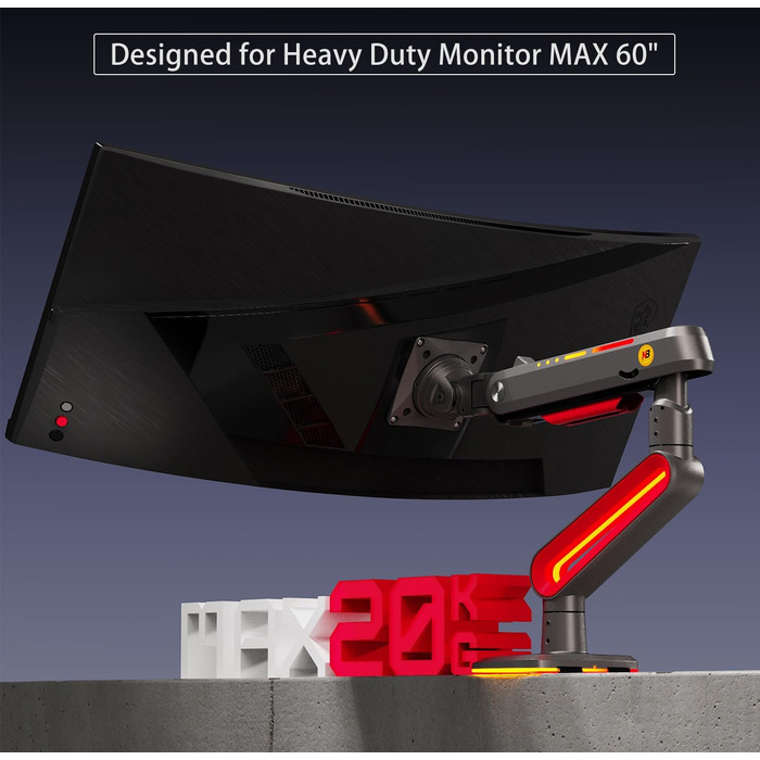 Кріплення для монітора NB Ergonomic RGB, 32-60 дюймів, для широких моніторів, до 20 кг, VESA 75/100 мм (червоний)