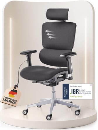 Ергономічне крісло Galahad Merlin (чорний) - офісне, для ігор, 150 кг | Крісло для роботи та дому