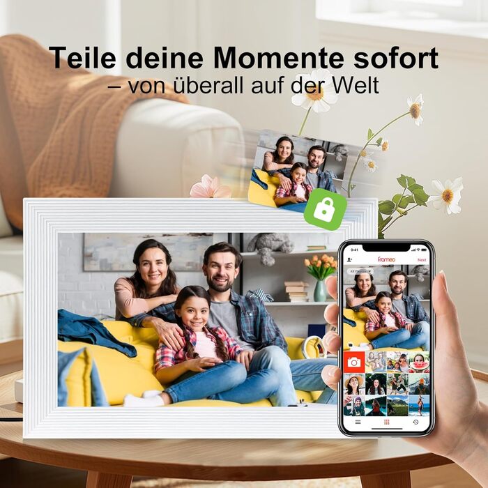 Цифровий фоторамка Frameo 15.6 дюймів, 32 GB, FHD IPS сенсорний екран, Wi-Fi, чорно-білий