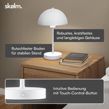 LED настільна лампа Skølm Aeriala: регульоване світло, USB-C зарядка, до 10 годин роботи, метал, тепле світло