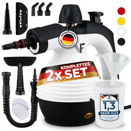 Портативний пароочисник Neighbour's Friend® Нова модель – Потужний ручний пароочисник, 3,5 Bar, кабель 4м, бак 350мл. Підходить для автомобіля, майстерні, дому та миття вікон. (Пароочисник - Білий - Набір 2 шт.)