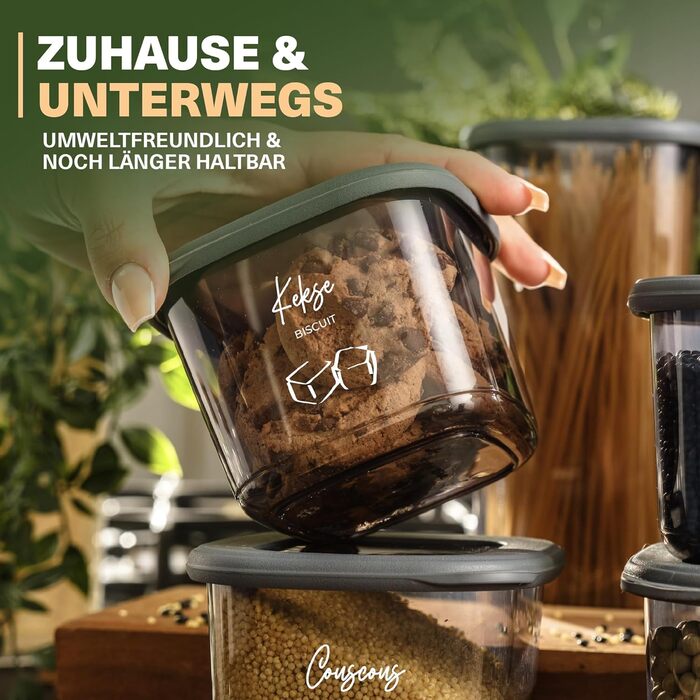 Набір контейнерів для зберігання продуктів 12 шт. 550 мл, сірий. Без BPA, герметичні, для крупи, борошна, спецій. Органайзери для кухні