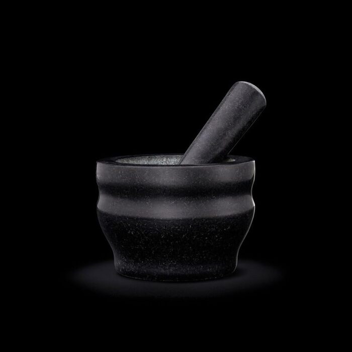 Cole & Mason Worcester: Гранітний ступка та товкачок, чорний, 18 см для спецій та трав