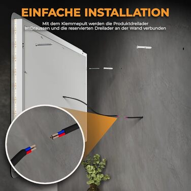 Дзеркало для ванної кімнати зі підсвічуванням SVNR, 70 x 50 см, LED, з 4 мм дзеркалом без вмісту міді, подвійне сенсорне керування, антизапарник, регулювання кольору світла (3000K-6400K), Smart-дзеркало з лупою 5x та розеткою для гоління