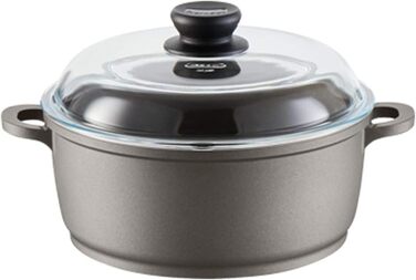 Каструля Berndes Bonanza з кришкою з термостійкого скла, силіконовими ручками, 20 см, алюмінієвий лит, антипригарне покриття, 2.3 л, чорна, Classics