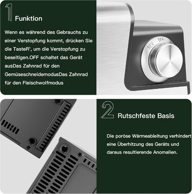 Електрична м'ясоподрібнювач STANEW 2500W з нержавіючої сталі [4-в-1] з 5 лезами (хвильовий ніж/різання/тертка) та подвійним мотором - для м'яса, овочів, зелені + насадка для ковбас та для вирізання печива