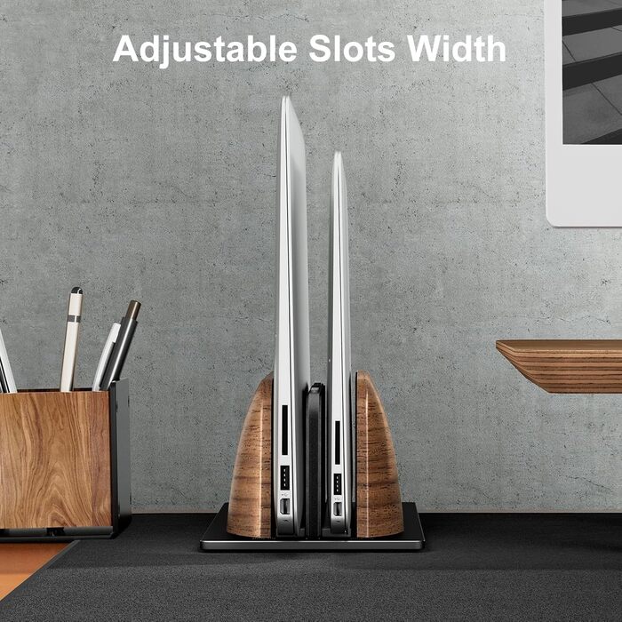 Підставка для ноутбука Vertikaler Laptop Ständer з дерева волоського горіха, регульована ширина, для MacBook та інших ноутбуків