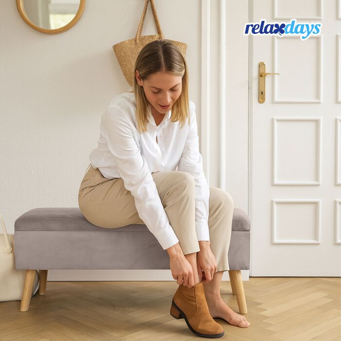 Relaxdays Лавочка з оксамитовою оббивкою та місцем для зберігання