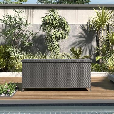 Водонепроникна садовий ящик-бокс UDPATIO з колесами 480л, чорний 138x61 см для саду та балкону