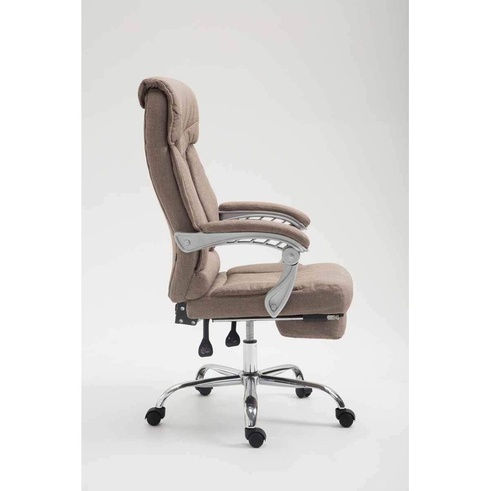 Офісне крісло CLP Big Iowa з тканинним покриттям, крісло для керівника з підніжкою, вантажопідйомність до 136 кг, регульована висота, колір: тауп