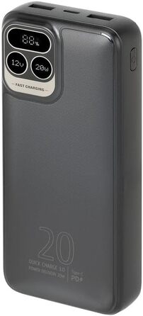 Вт, LCD дисплей, USB-C, 1 вхід, 3 виходи, 2585 Powerbank 30000mAh, QC/PD 20