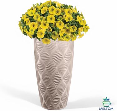 Горщик для квітів MELTOM Blumenkübel – круглий, знімний вкладиш, 3D-декор, бежевий (Taupe), XL