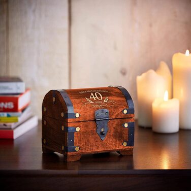 Скриня зі скарбами Casa Vivente з гравіюванням до 40-річчя, персоналізованим ім'ям, ящик для зберігання з темного дерева, упаковка для грошей і купонів, ідея подарунка для чоловіків і жінок